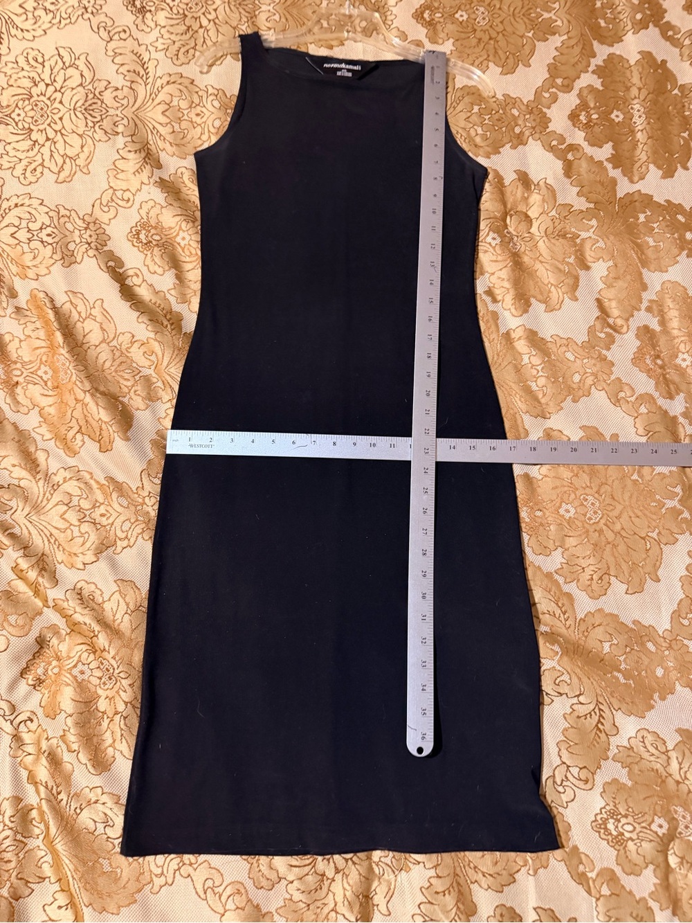 Norma Kamali Black Sleeveless Midi Sheath Dress, Stretch Knit, Size S - Picture 16 of 16